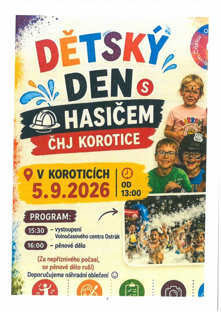 Dětský den s&nbsp;hasičem v&nbsp;Koroticích
